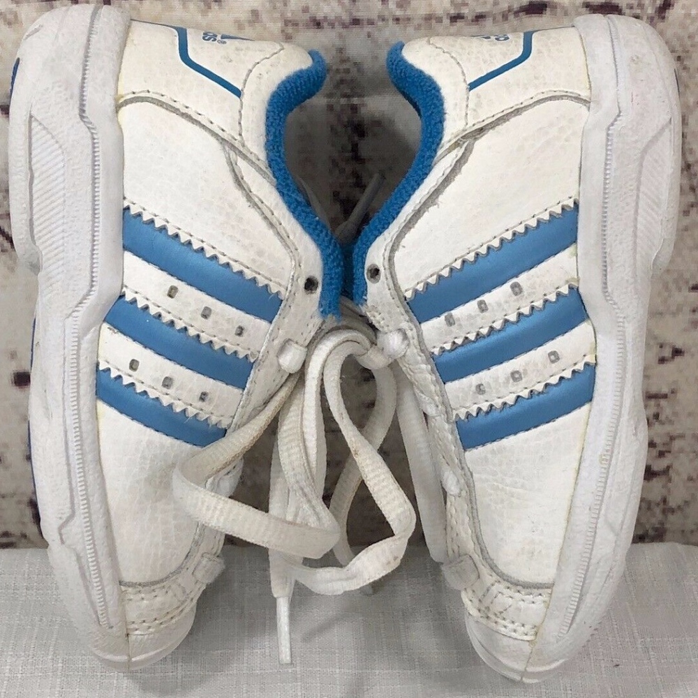 Adidas Superstar Toddlers Boys Girls Blue White Lace Up Sneakers Shoes Sz 5.5